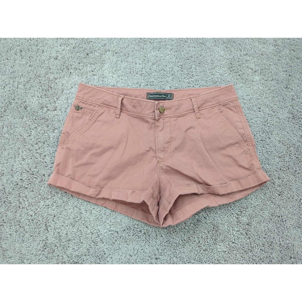 Abercrombie & Fitch Chino Shorts Womens 26 Orange Low Rise‎ Stretch Mini Y2K